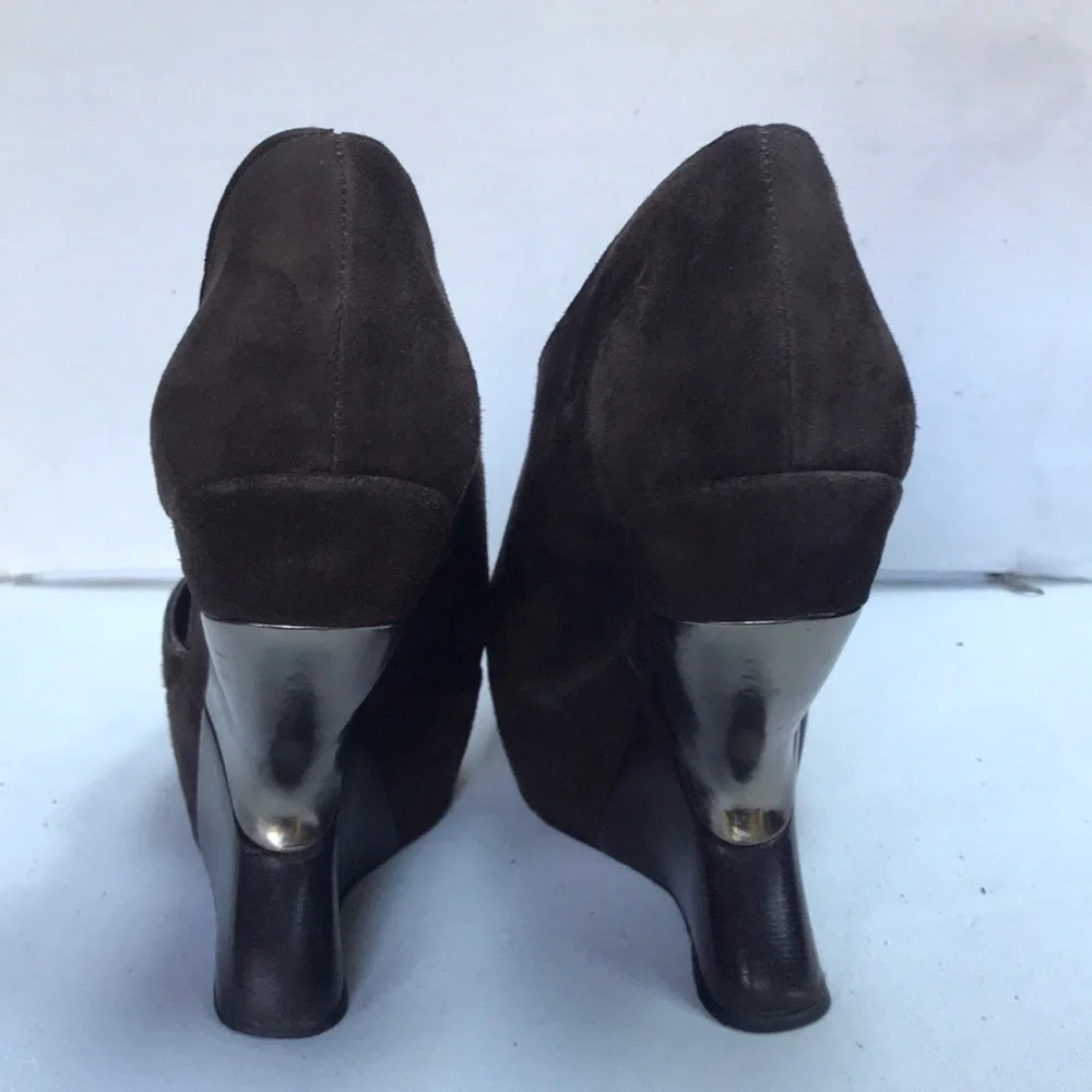 Leifsdottir Katerina brown suede platform heels size 8